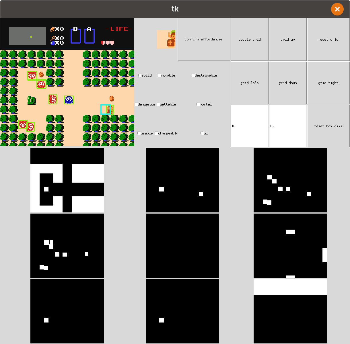 Tkinter grid tagging interface